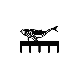 A black-painted steel key rack featuring a detailed silhouette of a humpback whale on top, with five hooks below for hanging keys.